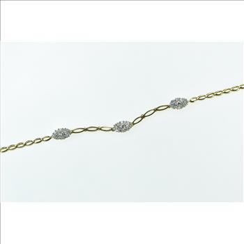 10K 0.92 Ctw Diamond Oval Cluster Vintage Chain Yellow Gold Necklace 16.25