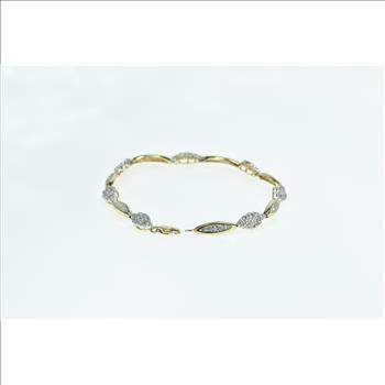 10K 0.94 Ctw Diamond Cluster Vintage Fashion Yellow Gold Bracelet 7.25