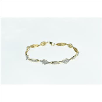 10K 0.94 Ctw Diamond Cluster Vintage Fashion Yellow Gold Bracelet 7.25