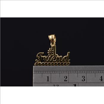 10K #1 Number One Friend Best Friends Word Cut Out Yellow Gold Charm/Pendant