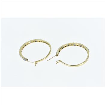10K 1.00 Ctw Diamond Classic Hoop Vintage Yellow Gold Earrings