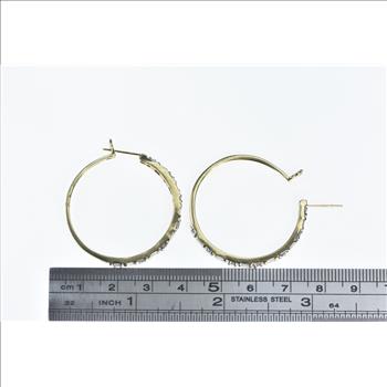 10K 1.00 Ctw Diamond Classic Hoop Vintage Yellow Gold Earrings