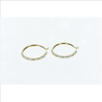 10K 1.00 Ctw Diamond Classic Hoop Vintage Yellow Gold Earrings
