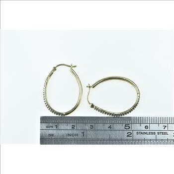 10K 1.00 Ctw Diamond Encrusted Oval Vintage Hoop Yellow Gold Earrings