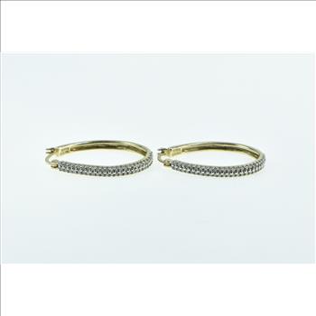 10K 1.00 Ctw Diamond Encrusted Oval Vintage Hoop Yellow Gold Earrings