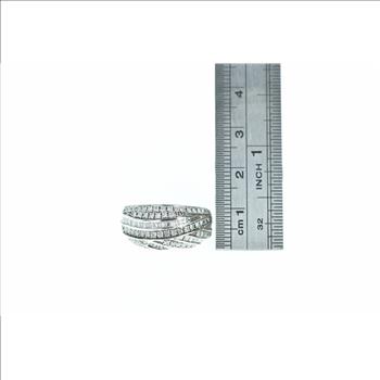 10K 1.00 Ctw Diamond Encrusted Wavy Band White Gold Ring, Size 7.5