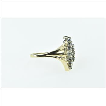 10K 1.00 Ctw Diamond Navette Cluster Vintage Yellow Gold Ring, Size 8.75