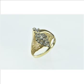 10K 1.00 Ctw Diamond Navette Cluster Vintage Yellow Gold Ring, Size 8.75