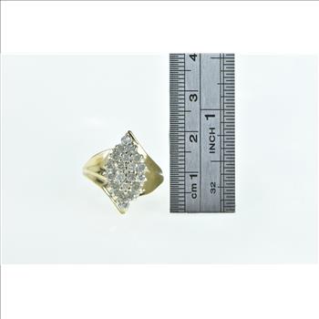 10K 1.00 Ctw Diamond Navette Cluster Vintage Yellow Gold Ring, Size 8.75