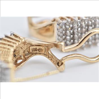 10K 1.00 Ctw Diamond Squared French Clip Cluster Yellow Gold Earrings