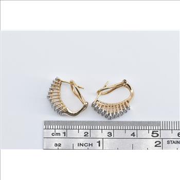 10K 1.00 Ctw Diamond Squared French Clip Cluster Yellow Gold Earrings