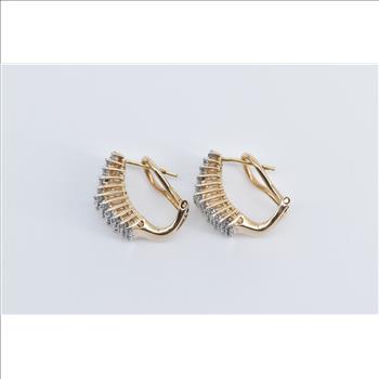 10K 1.00 Ctw Diamond Squared French Clip Cluster Yellow Gold Earrings