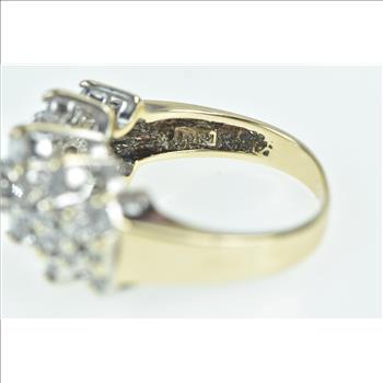 10K 1.00 Ctw Diamond Vintage Cluster Band Yellow Gold Ring, Size 6.75