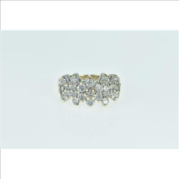 10K 1.00 Ctw Diamond Vintage Cluster Band Yellow Gold Ring, Size 6.75
