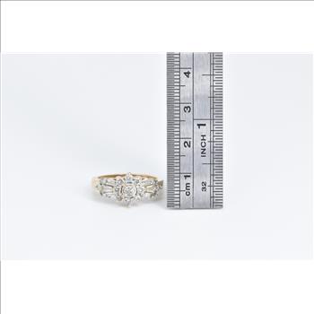 10K 1.00 Ctw Flower Cluster Diamond Engagement Yellow Gold Ring, Size 7