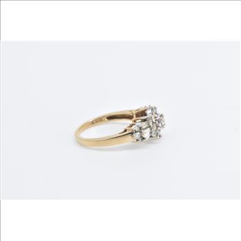10K 1.00 Ctw Flower Cluster Diamond Engagement Yellow Gold Ring, Size 7