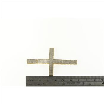 10K 1.00 Ctw Pave Diamond Encrusted Cross Yellow Gold Pendant