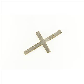 10K 1.00 Ctw Pave Diamond Encrusted Cross Yellow Gold Pendant