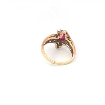 10K 1.05 Ctw Natural Ruby Ornate Bypass Yellow Gold Ring, Size 7.25
