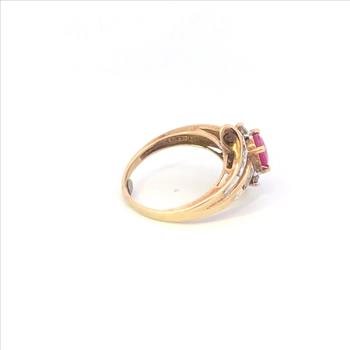 10K 1.05 Ctw Natural Ruby Ornate Bypass Yellow Gold Ring, Size 7.25
