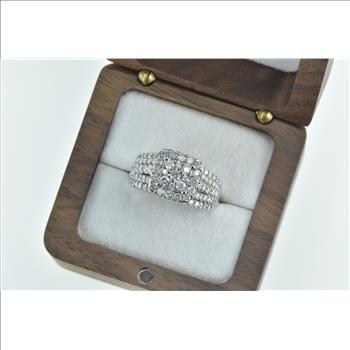 10K 1.08 Ctw Diamond Encrusted Engagement White Gold Ring, Size 10