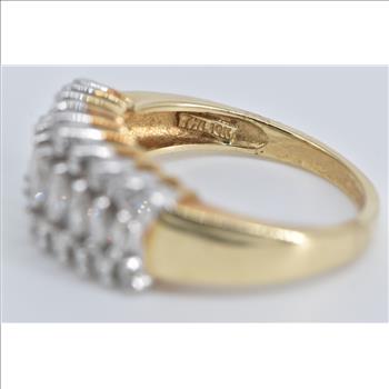 10K 1.14 Ctw Marquise Diamond Fashion Band Yellow Gold Ring, Size 7