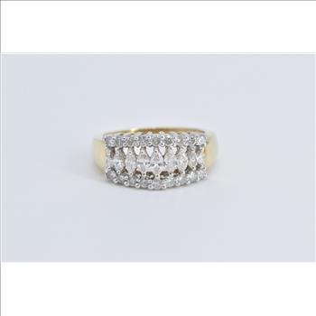 10K 1.14 Ctw Marquise Diamond Fashion Band Yellow Gold Ring, Size 7