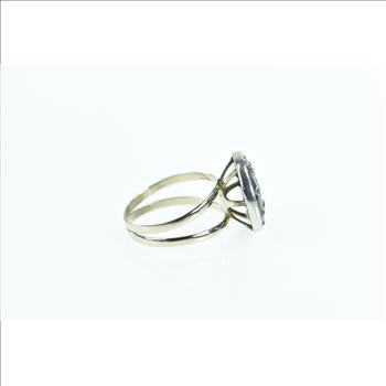 10K 1.30 Ctw Sapphire Diamond Art Deco Plat White Gold Ring, Size 5.75
