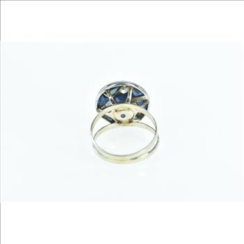 10K 1.30 Ctw Sapphire Diamond Art Deco Plat White Gold Ring, Size 5.75