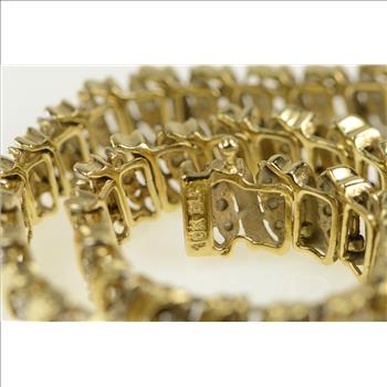 10K 1.32 Ctw Diamond Wavy Striped Tennis Yellow Gold Bracelet 7.25