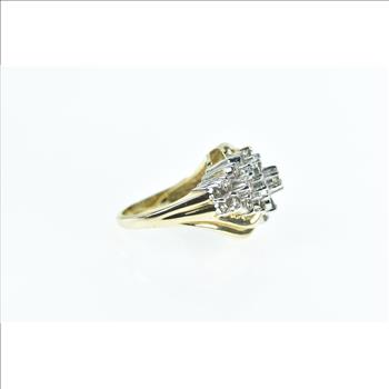 10K 1.33 Ctw Vintage Diamond Cluster Yellow Gold Ring, Size 6.75