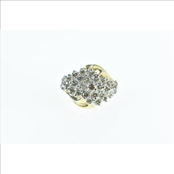 10K 1.33 Ctw Vintage Diamond Cluster Yellow Gold Ring, Size 6.75