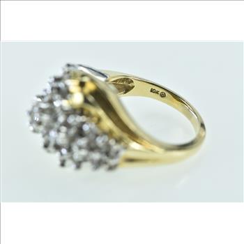 10K 1.33 Ctw Vintage Diamond Cluster Yellow Gold Ring, Size 6.75