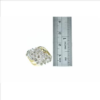 10K 1.33 Ctw Vintage Diamond Cluster Yellow Gold Ring, Size 6.75