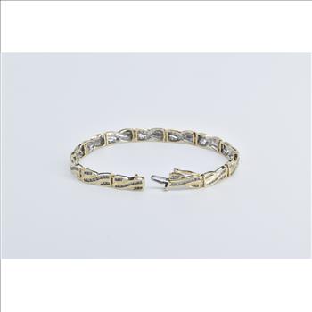 10K 1.43 Ctw Diamond Criss Cross Vintage Tennis Yellow Gold Bracelet 6.75