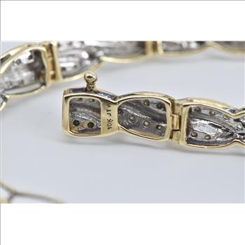 10K 1.43 Ctw Diamond Criss Cross Vintage Tennis Yellow Gold Bracelet 6.75