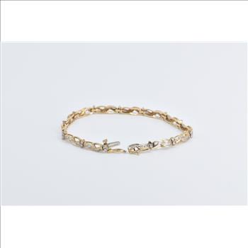 10K 1.50 Ctw Baguette Diamond Wavy Link Tennis Yellow Gold Bracelet 7