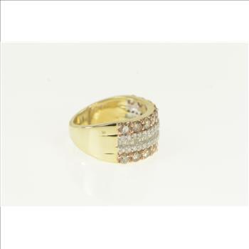 10K 1.64 Ctw Cognac Diamond Layer Band Yellow Gold Ring, Size 6.25