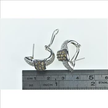 10K 1.67 Ctw White & Fancy Diamond French Clip White Gold Earrings