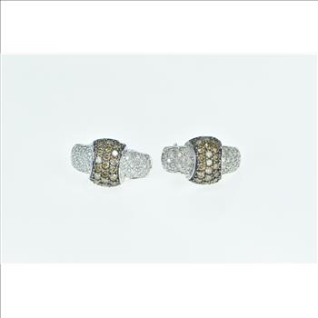 10K 1.67 Ctw White & Fancy Diamond French Clip White Gold Earrings