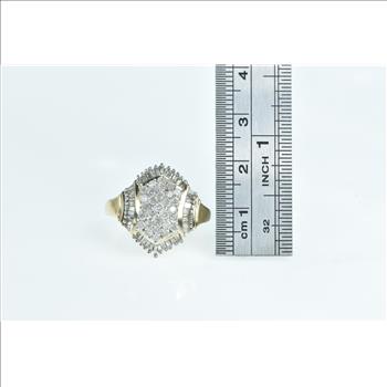 10K 1.70 Ctw Baguette Halo Diamond Cluster Yellow Gold Ring, Size 7