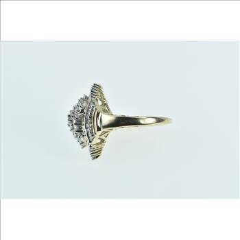 10K 1.70 Ctw Baguette Halo Diamond Cluster Yellow Gold Ring, Size 7