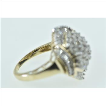 10K 1.70 Ctw Baguette Halo Diamond Cluster Yellow Gold Ring, Size 7