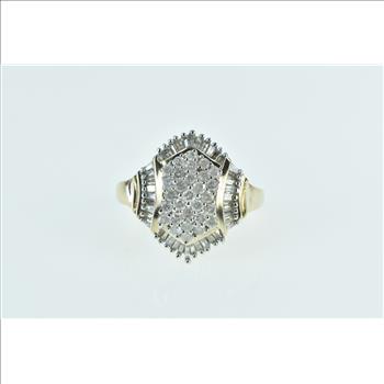 10K 1.70 Ctw Baguette Halo Diamond Cluster Yellow Gold Ring, Size 7