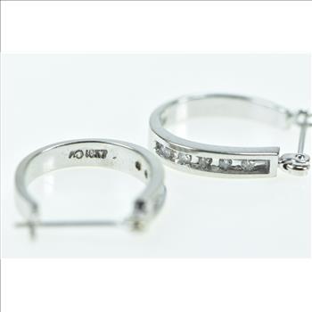 10K 17.3mm Diamond Vintage Fashion Hoop White Gold Earrings