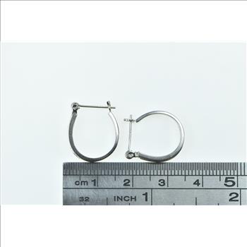 10K 17.3mm Diamond Vintage Fashion Hoop White Gold Earrings