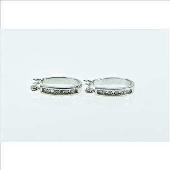 10K 17.3mm Diamond Vintage Fashion Hoop White Gold Earrings