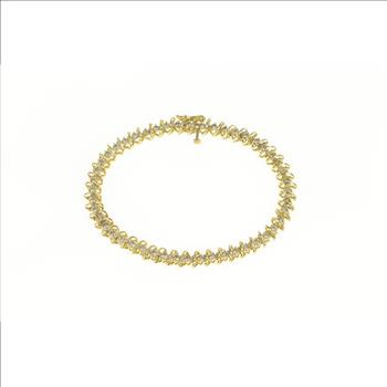 10K 1.75 Ctw Diamond Classic Tennis Wavy Link Yellow Gold Bracelet 7
