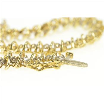 10K 1.75 Ctw Diamond Classic Tennis Wavy Link Yellow Gold Bracelet 7