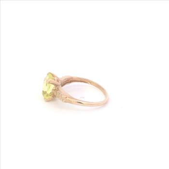 10K 1940's Lemon Quartz Vintage Statement Yellow Gold Ring, Size 4.75